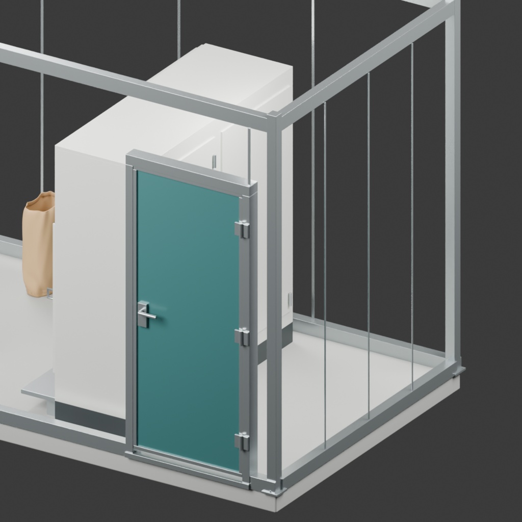 コイン精米所+無地米袋|静止3D背景素材|Blender・FBX・GLB