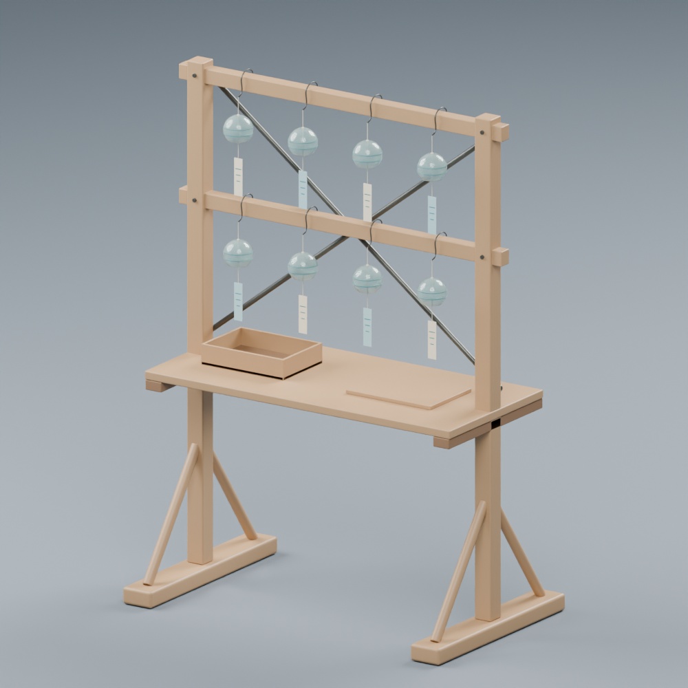 風鈴売りの露店｜静止3D素材｜Blender・FBX・GLB