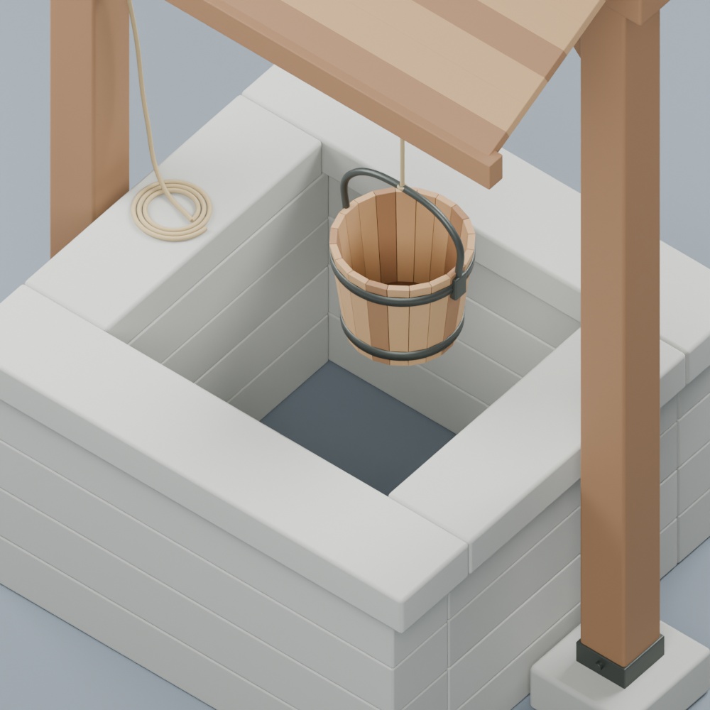 長屋の共同井戸|静止3D素材|Blender・FBX・GLB