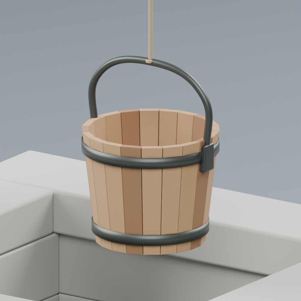 長屋の共同井戸|静止3D素材|Blender・FBX・GLB