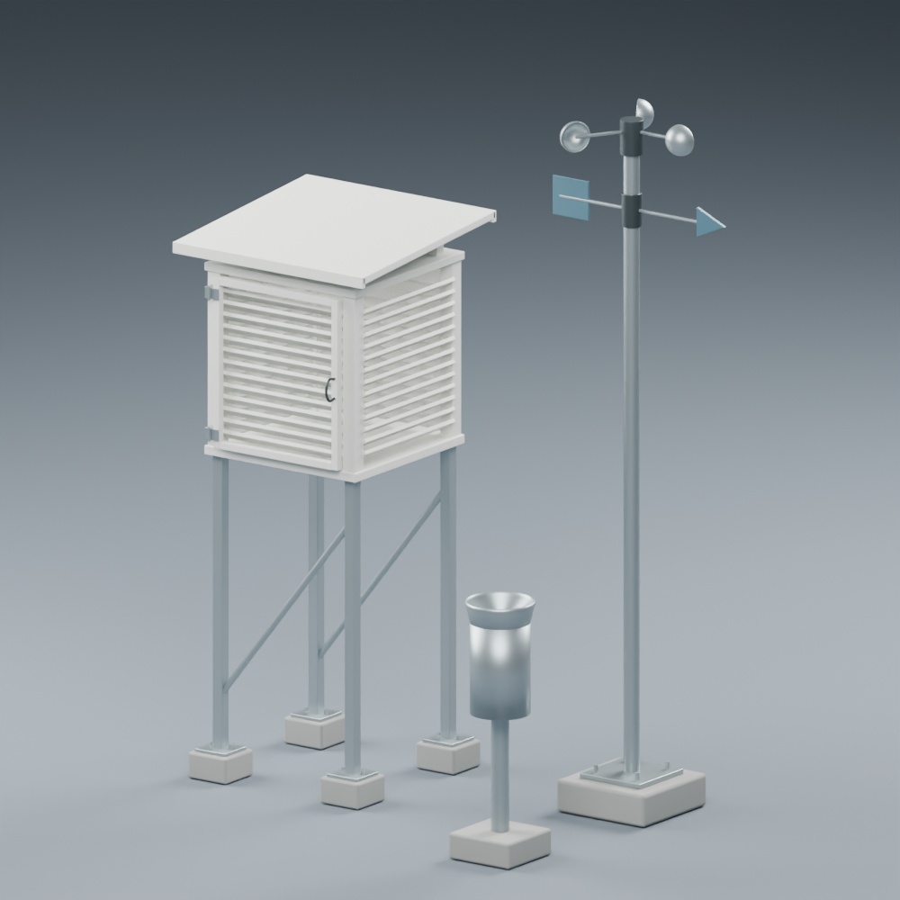 小さな気象観測所｜静止3D素材｜Blender・FBX・GLB
