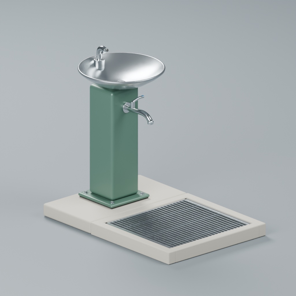 公園の飲水・手洗い設備|静止3D素材|Blender・FBX・GLB