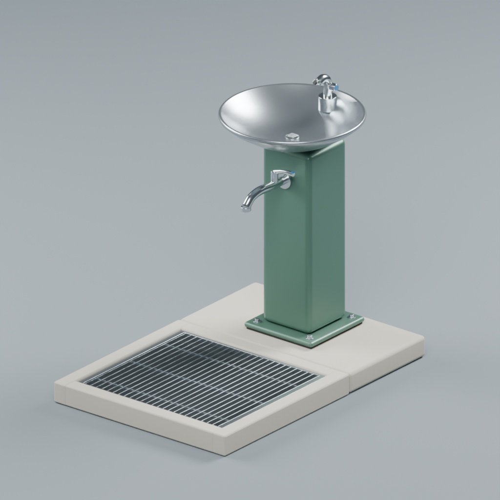 公園の飲水・手洗い設備|静止3D素材|Blender・FBX・GLB