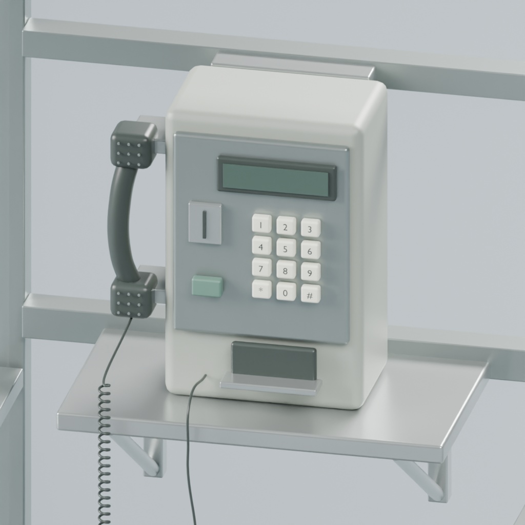 街角の公衆電話ボックスと電話機|静止3D素材|Blender・FBX・GLB