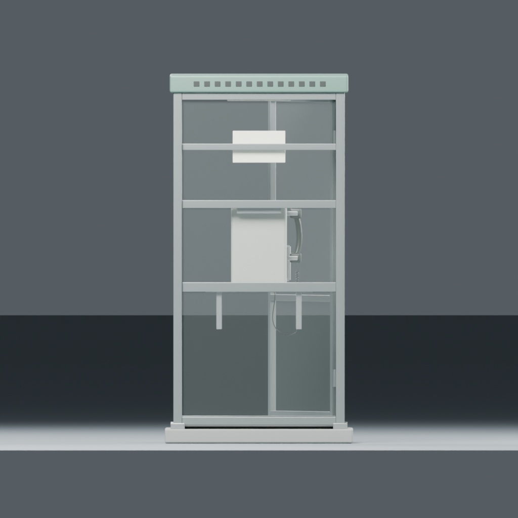 街角の公衆電話ボックスと電話機|静止3D素材|Blender・FBX・GLB