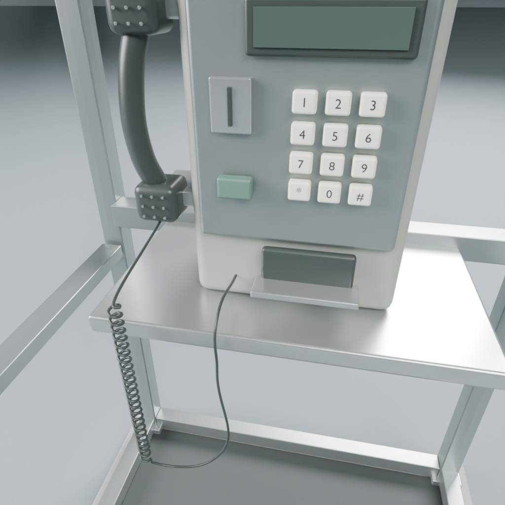 街角の公衆電話ボックスと電話機|静止3D素材|Blender・FBX・GLB
