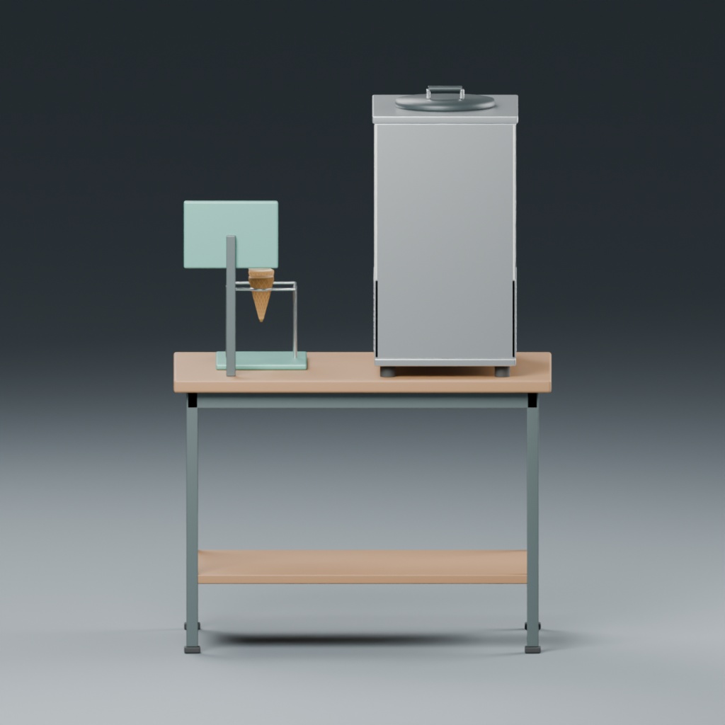 店頭のソフトクリーム販売スタンド|静止3D素材|Blender・FBX・GLB