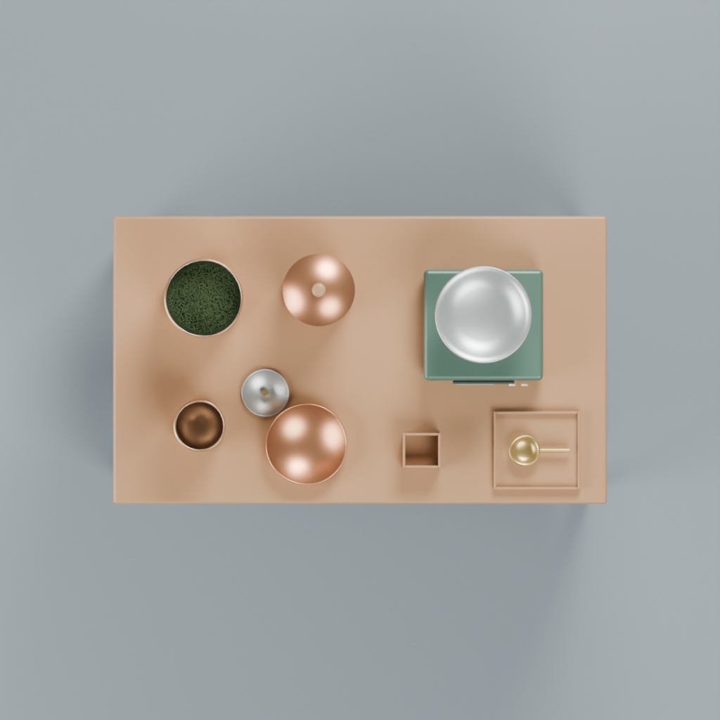 茶舗の量り売り台と茶缶・計量道具|静止3D素材|Blender・FBX・GLB