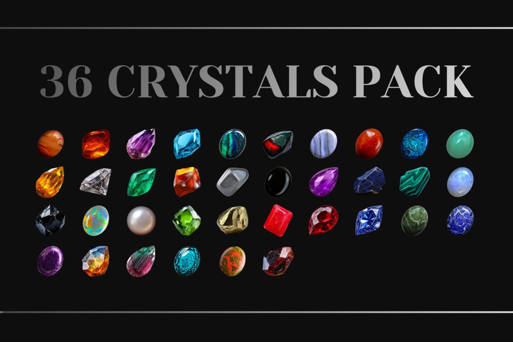 【画像素材】36 Crystals Pack｜高品質クリスタル素材集