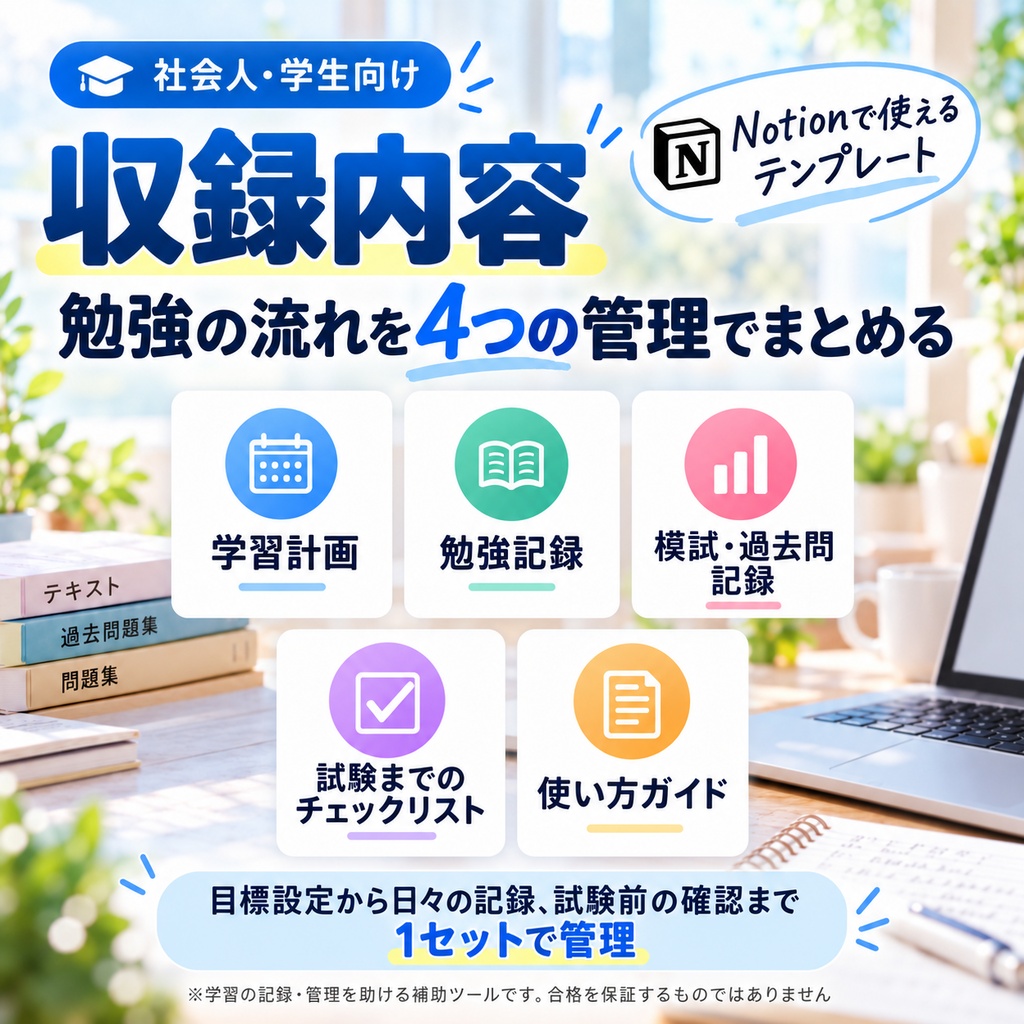 社会人の資格試験 勉強管理 Notionテンプレート