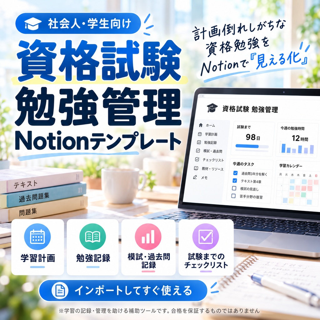 社会人の資格試験 勉強管理 Notionテンプレート