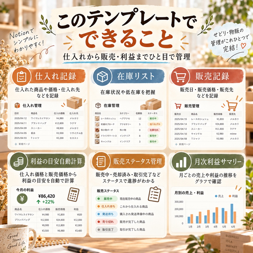 せどり・物販(転売) 在庫・利益管理 Notionテンプレート