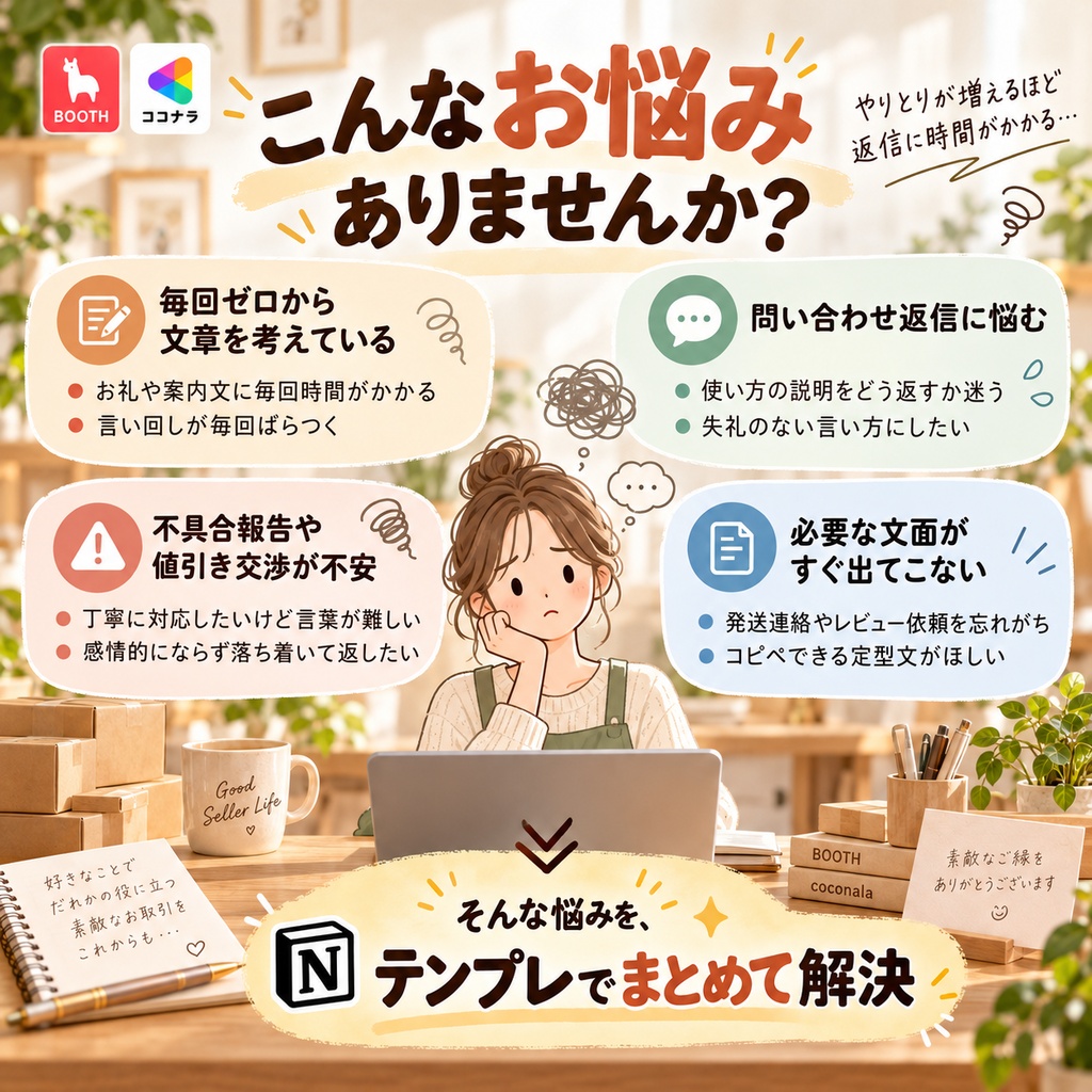BOOTH・ココナラ個人セラー向け 問い合わせ・取引メッセージ 文章テンプレート集