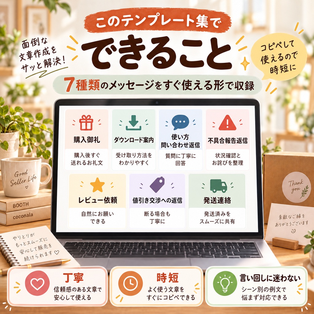 BOOTH・ココナラ個人セラー向け 問い合わせ・取引メッセージ 文章テンプレート集