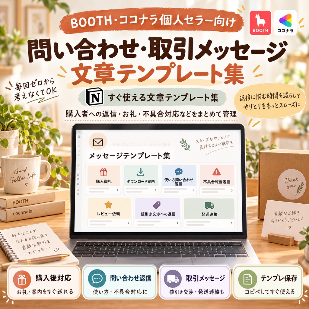 BOOTH・ココナラ個人セラー向け 問い合わせ・取引メッセージ 文章テンプレート集