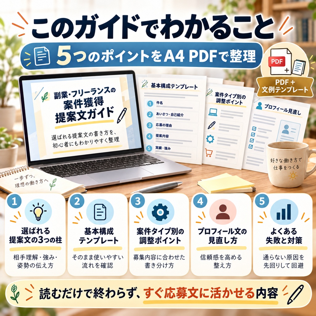 副業・フリーランスの案件獲得 提案文ガイド(PDF+文例テンプレート)