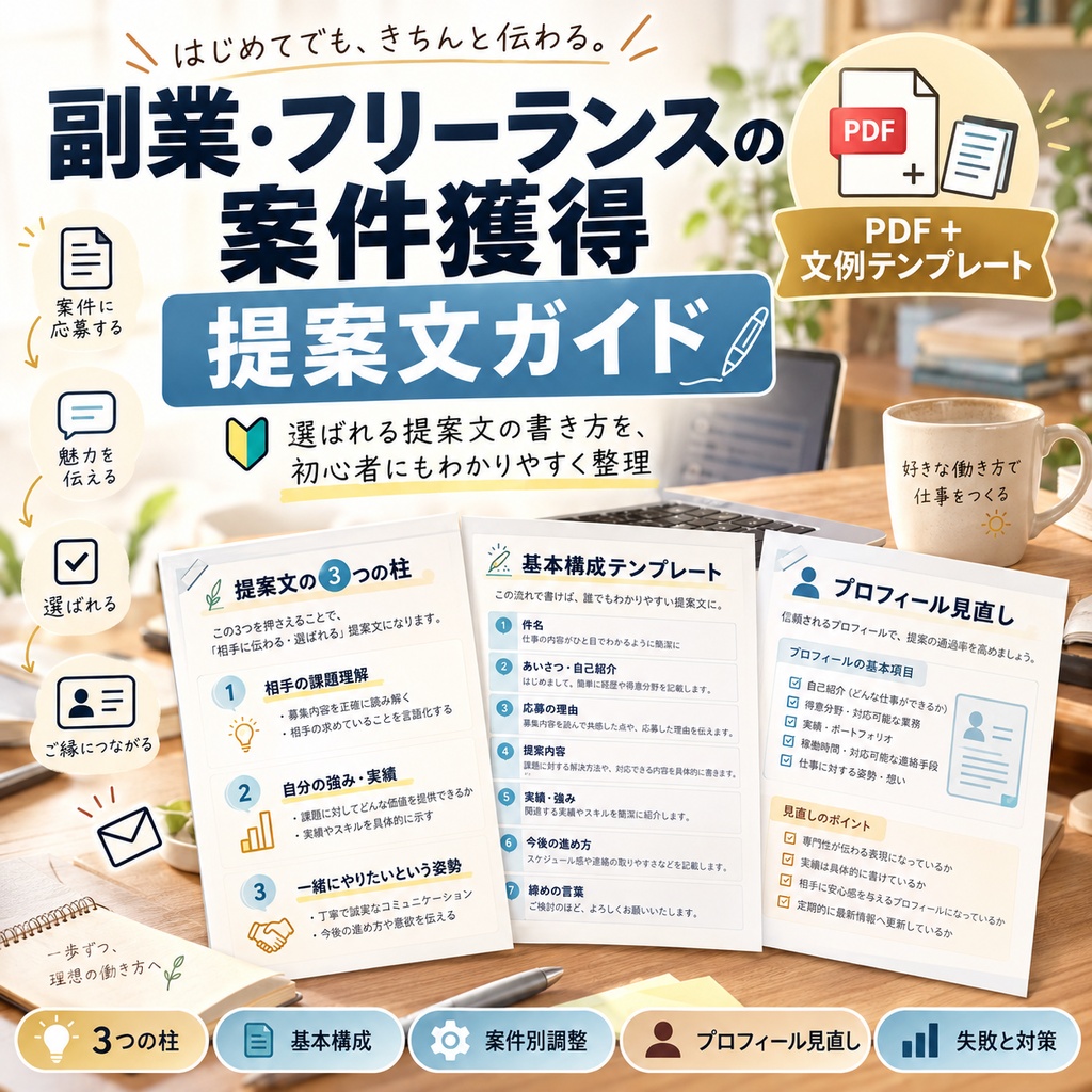 副業・フリーランスの案件獲得 提案文ガイド(PDF+文例テンプレート)