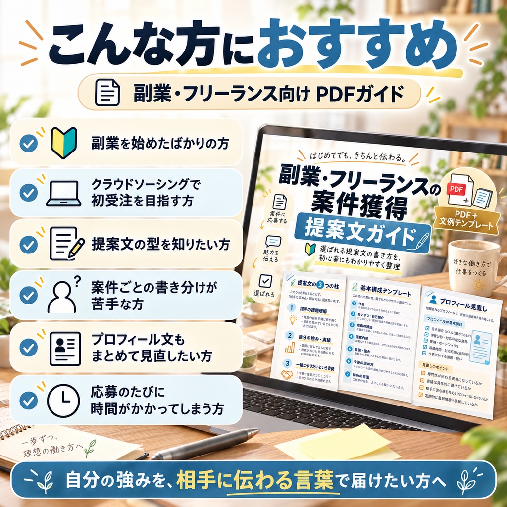 副業・フリーランスの案件獲得 提案文ガイド(PDF+文例テンプレート)