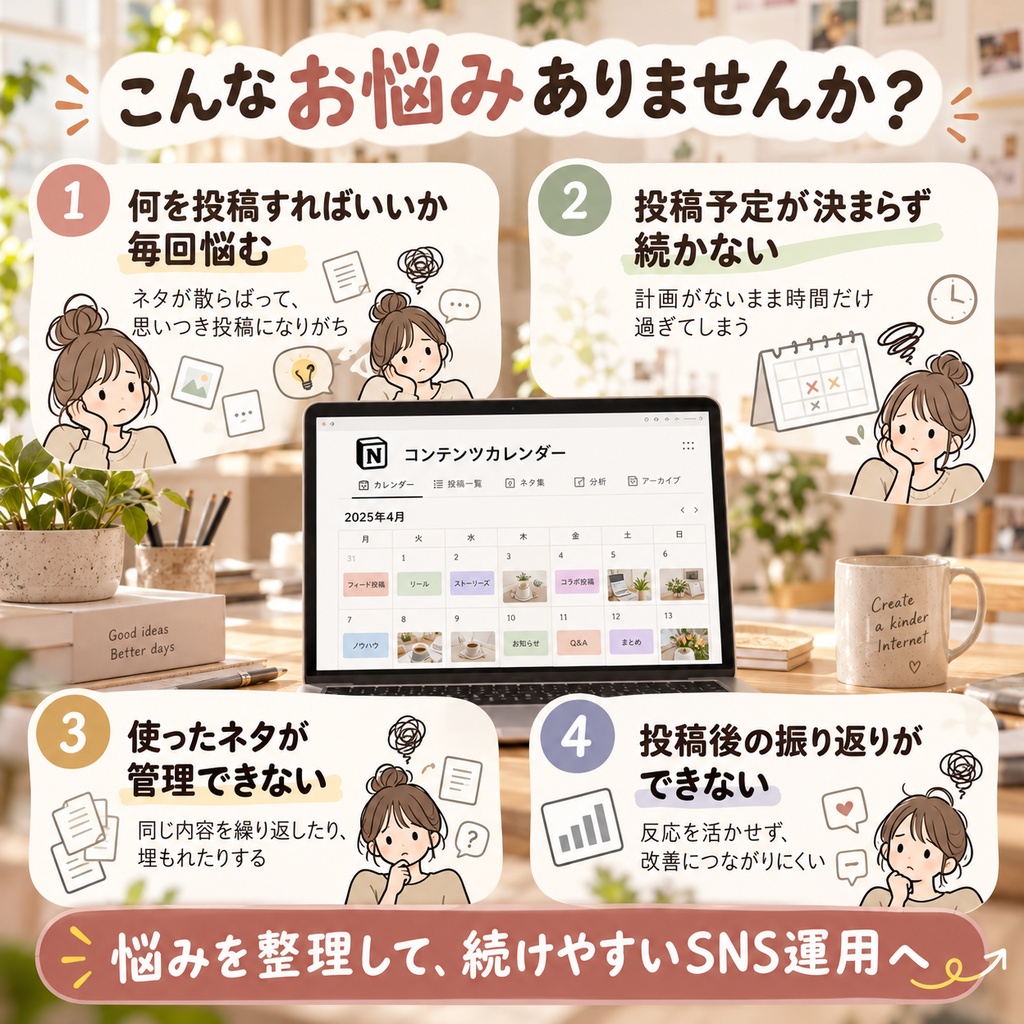SNS投稿ネタ・コンテンツカレンダー管理 Notionテンプレート(個人クリエイター向け)