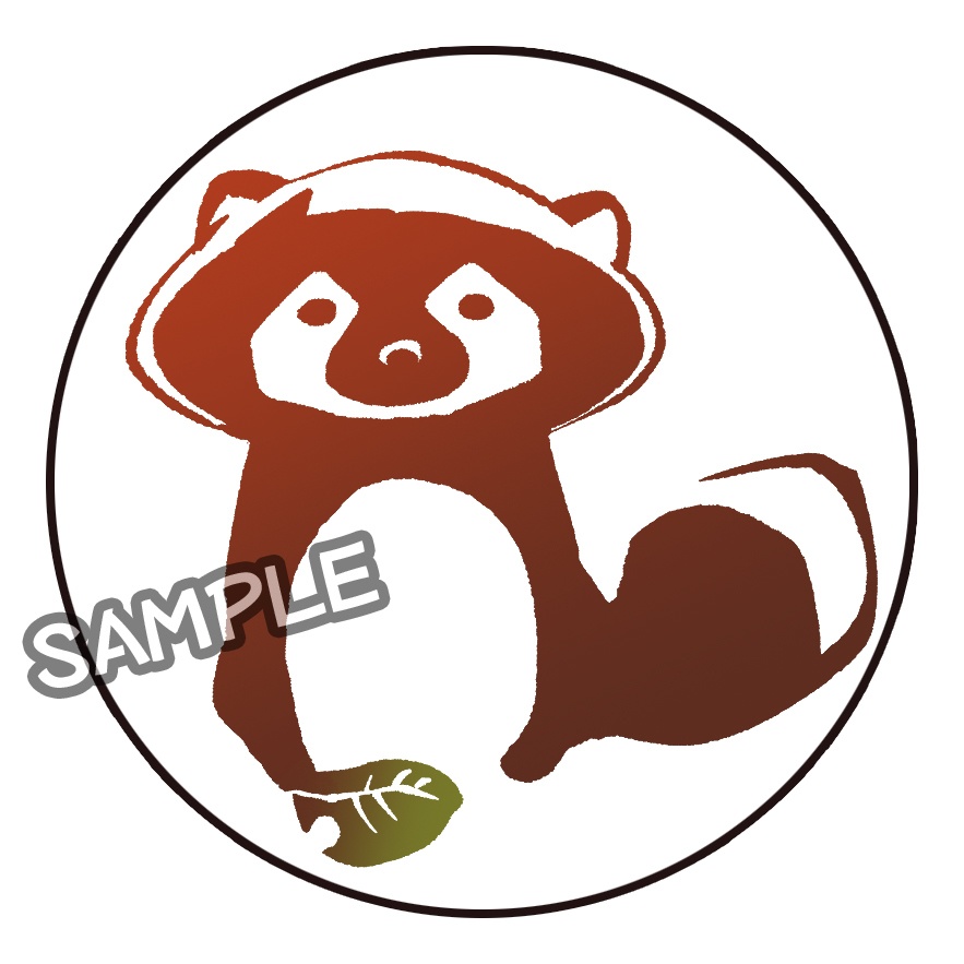 たぬブレム缶バッチ[笠狸・紅]