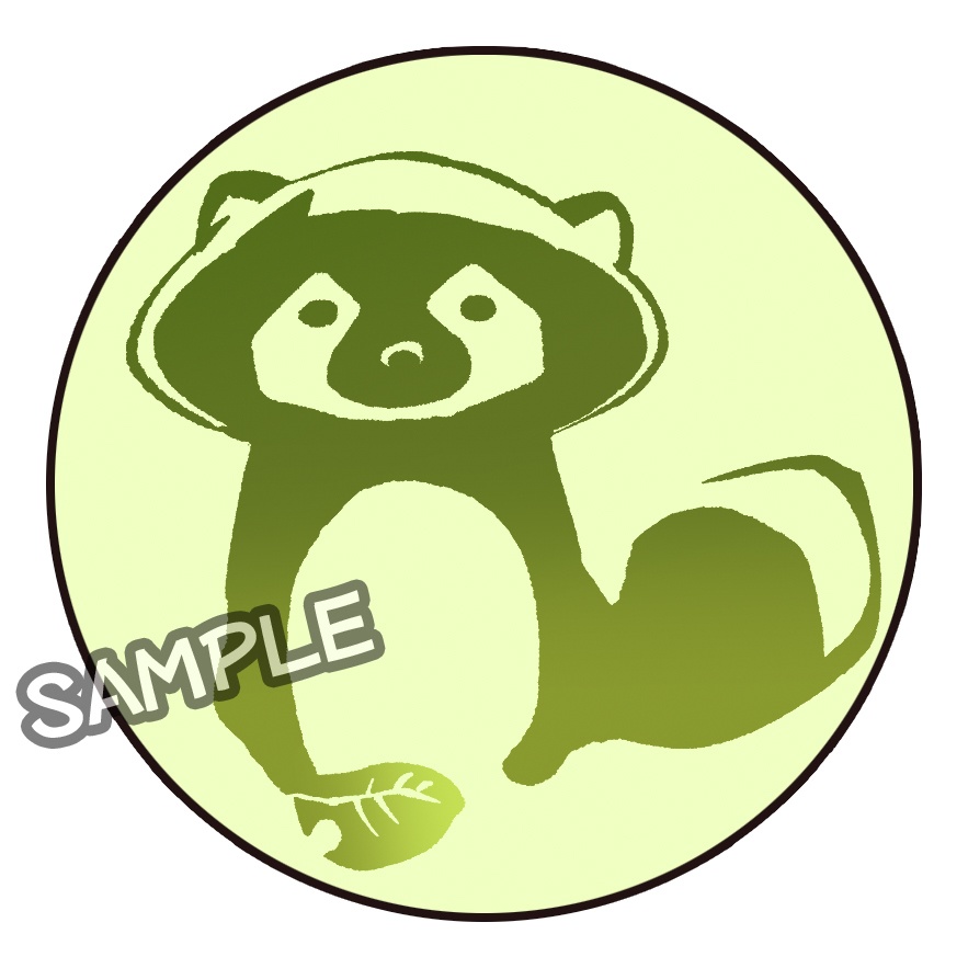 たぬブレム缶バッチ[笠狸・若竹]