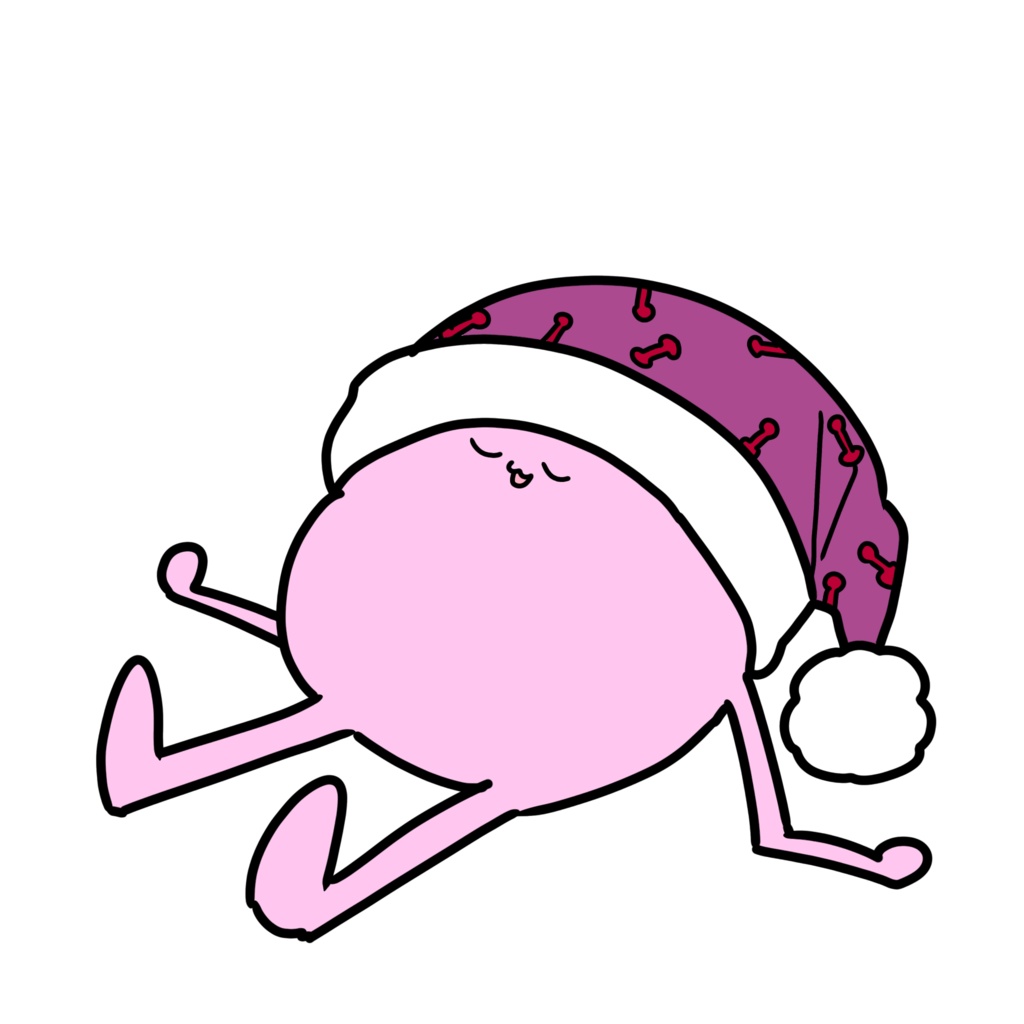 ナイトキャップを被って寝ている猫