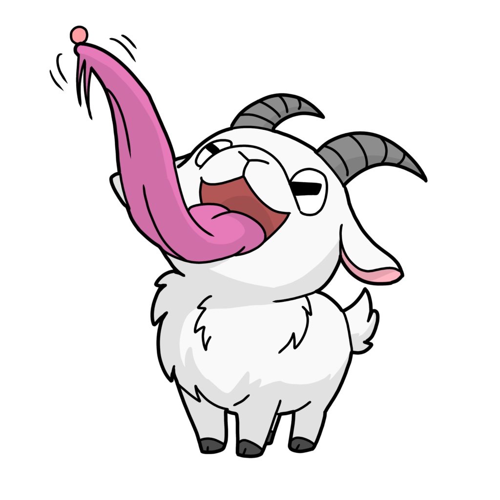 自慢の舌づかいで豆を舐めるヤギ