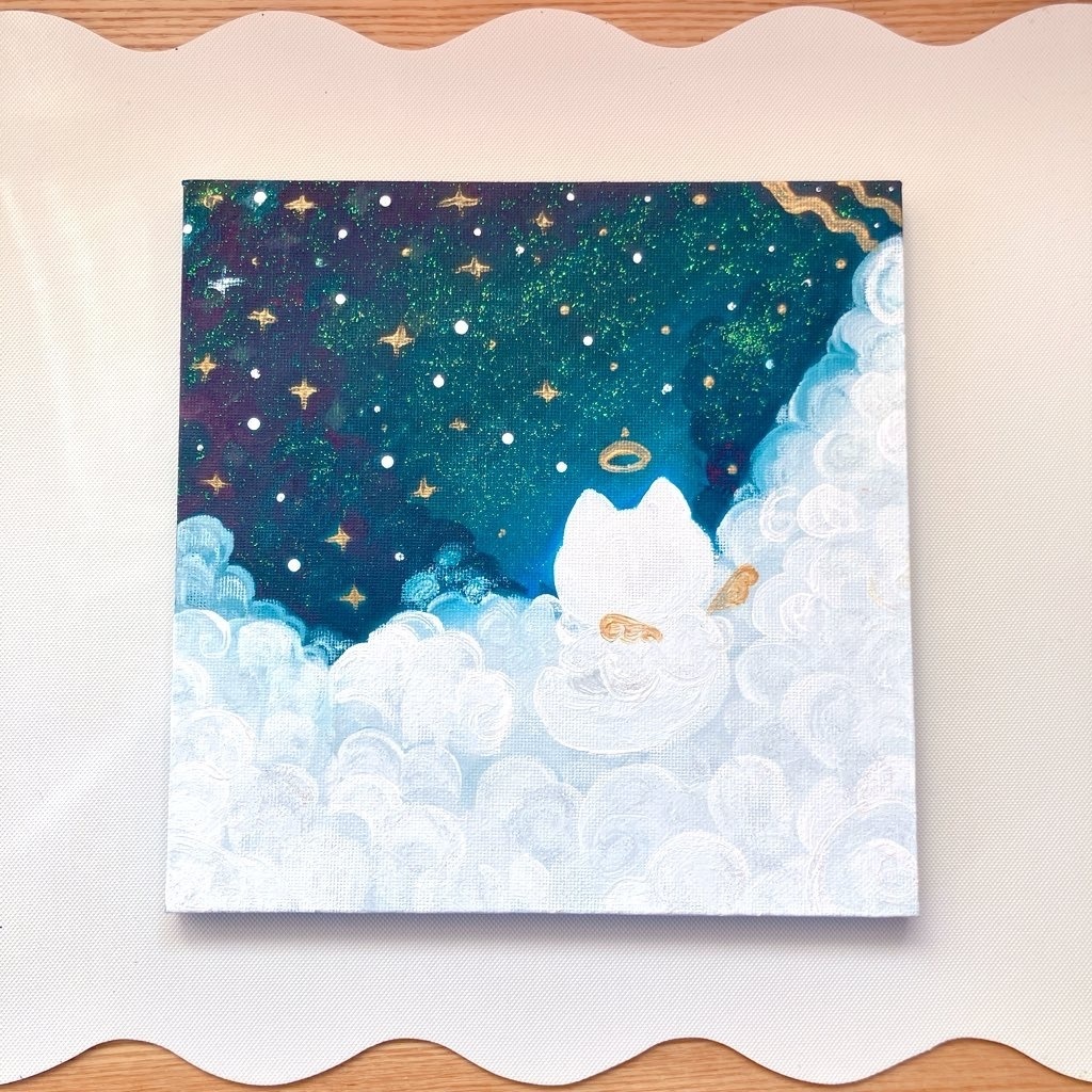 原画【みまもるよる】