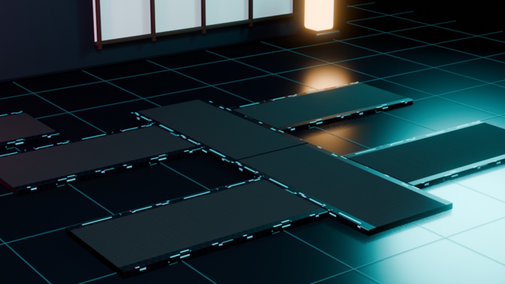 サイバーパンク畳【Quest対応 / VRChatワールド向け3Dアセット】 / Cyberpunk Tatami — Neon-Edged Mats