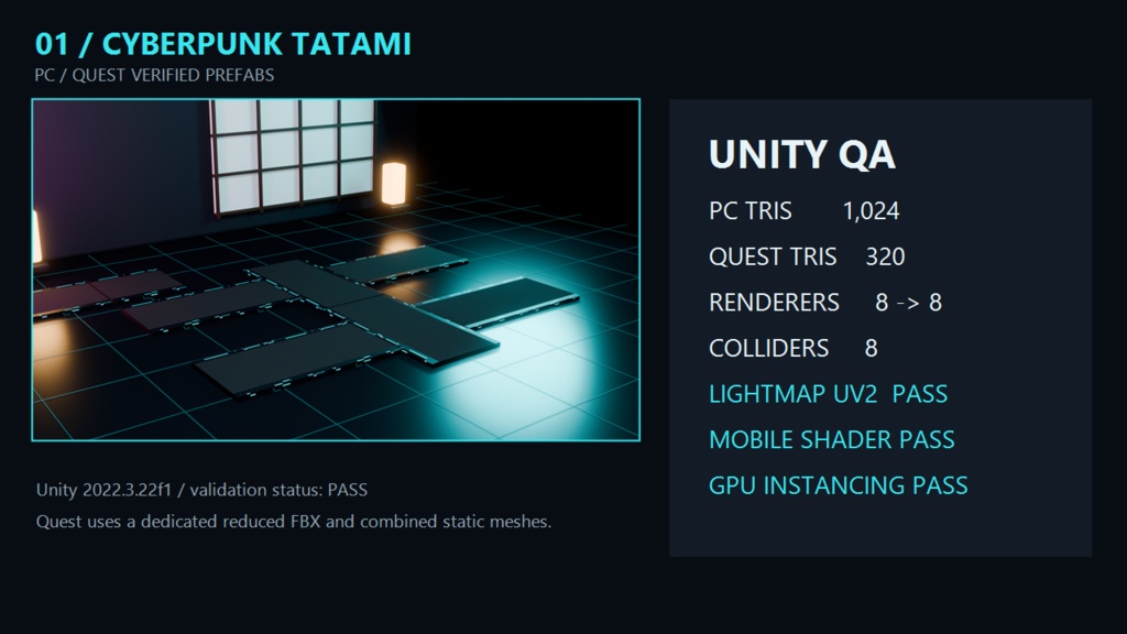 サイバーパンク畳【Quest対応 / VRChatワールド向け3Dアセット】 / Cyberpunk Tatami — Neon-Edged Mats