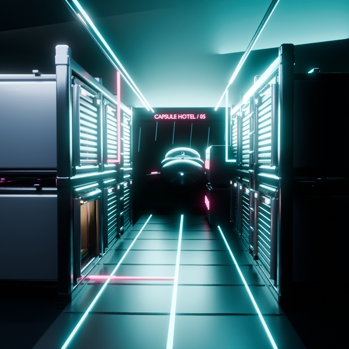 サイバーパンクJAPANESEカプセルホテル【Quest対応 / VRChatワールド向けフルキット】 / Cyberpunk Capsule Hotel Kit