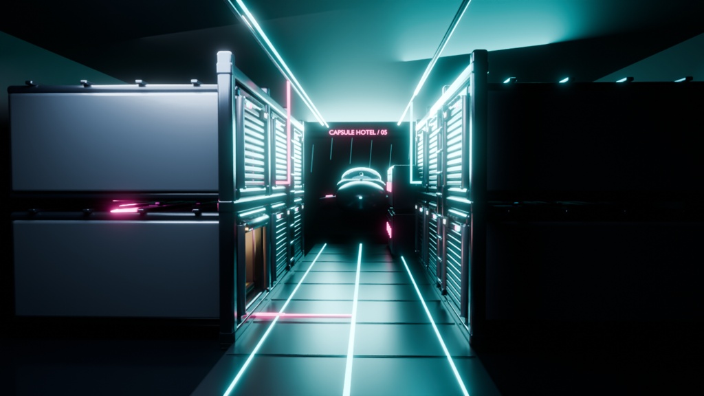 サイバーパンクJAPANESEカプセルホテル【Quest対応 / VRChatワールド向けフルキット】 / Cyberpunk Capsule Hotel Kit