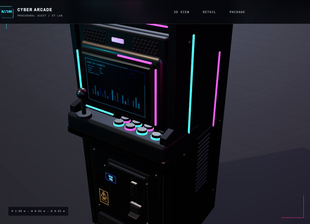 NIGHT//100|サイバーパンク縦型アーケード筐体 3Dモデル【GLB / Three.jsソース / UE5.8導入ガイド】