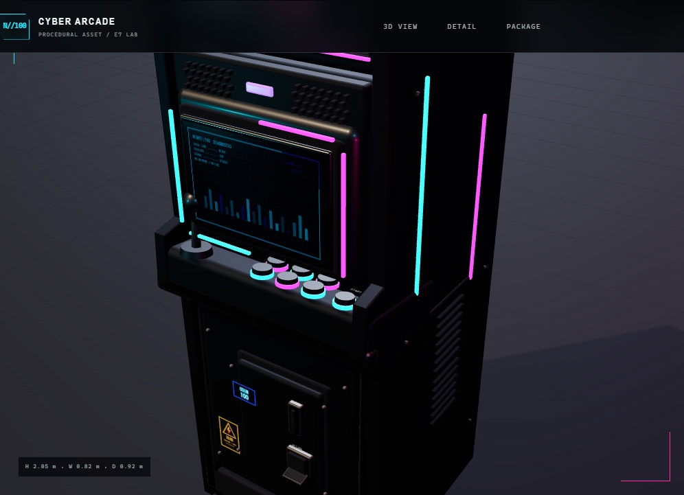 NIGHT//100|サイバーパンク縦型アーケード筐体 3Dモデル【GLB / Three.jsソース / UE5.8導入ガイド】