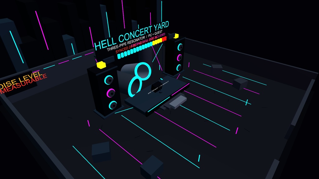 CYBER RECITAL BOOSTER|同期ボイスギミック付きネオン野外ステージ・ライブ会場 3Dアセット【VRChat / PC・Quest】