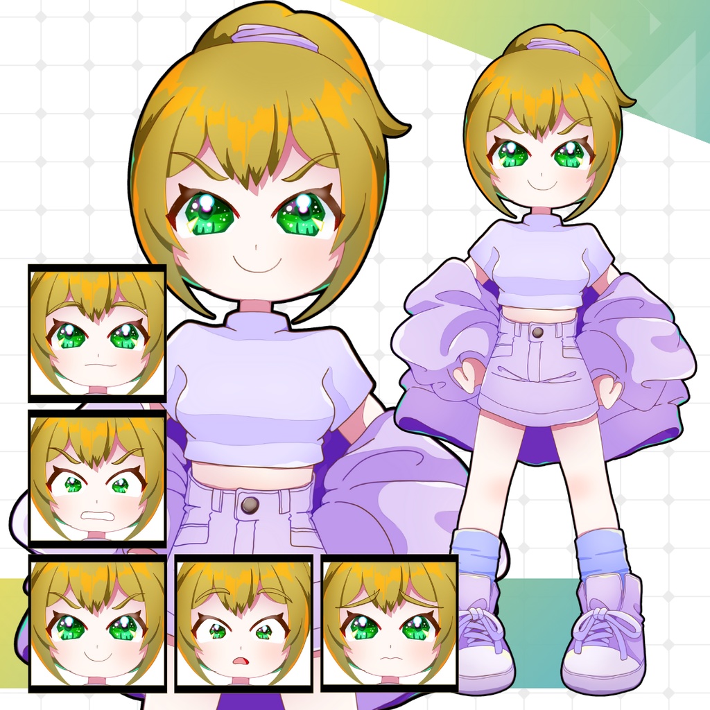 【無料/有料】ポニーテールの元気少女【表情５種】