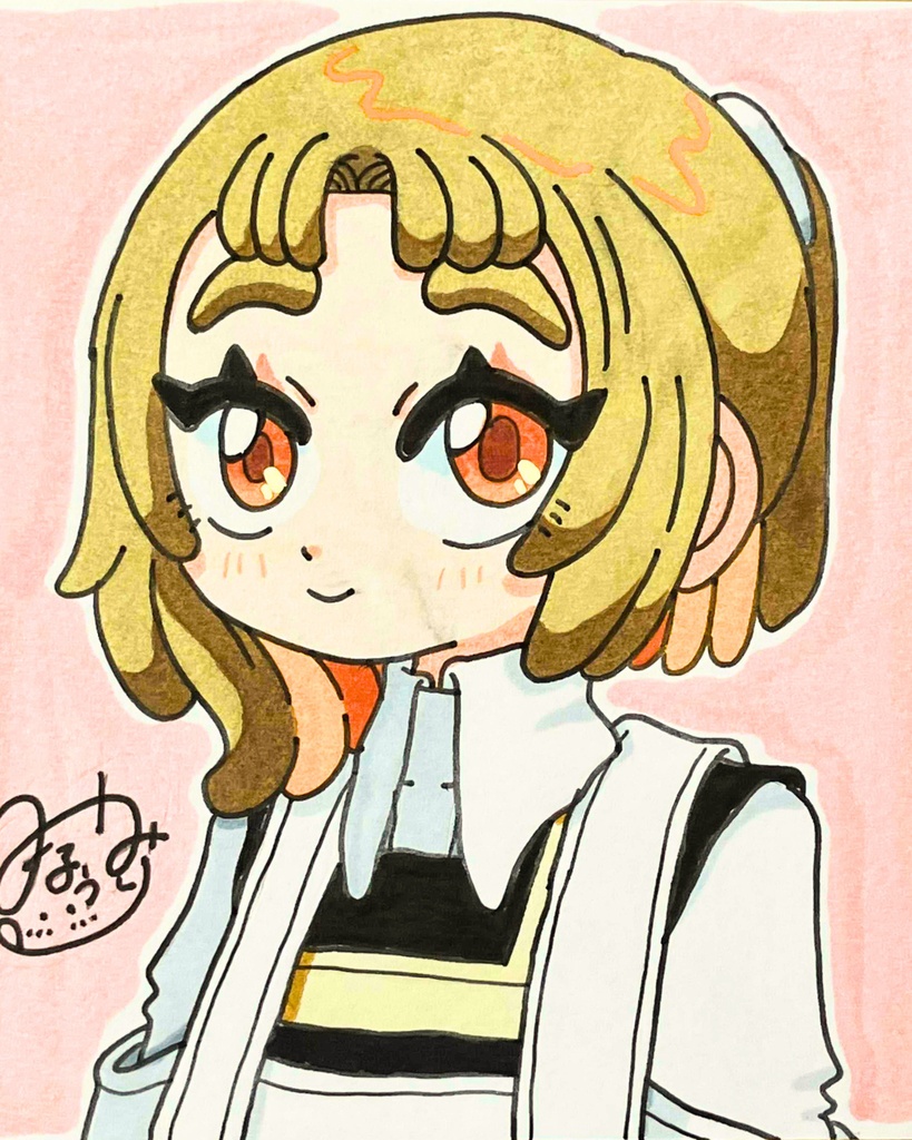 手描きイラスト ミニ色紙 オリジナルキャラクター アニメ風 女の子
