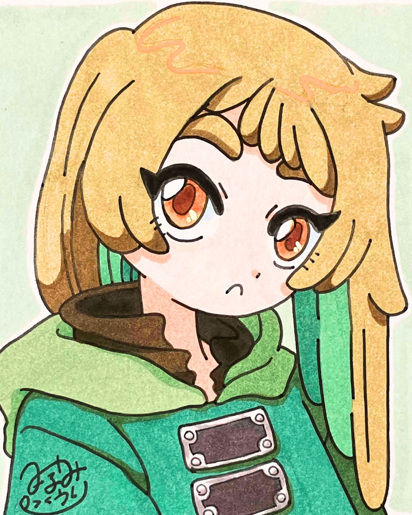 手描きイラスト ミニ色紙 オリジナルキャラクター アニメ風 男の子