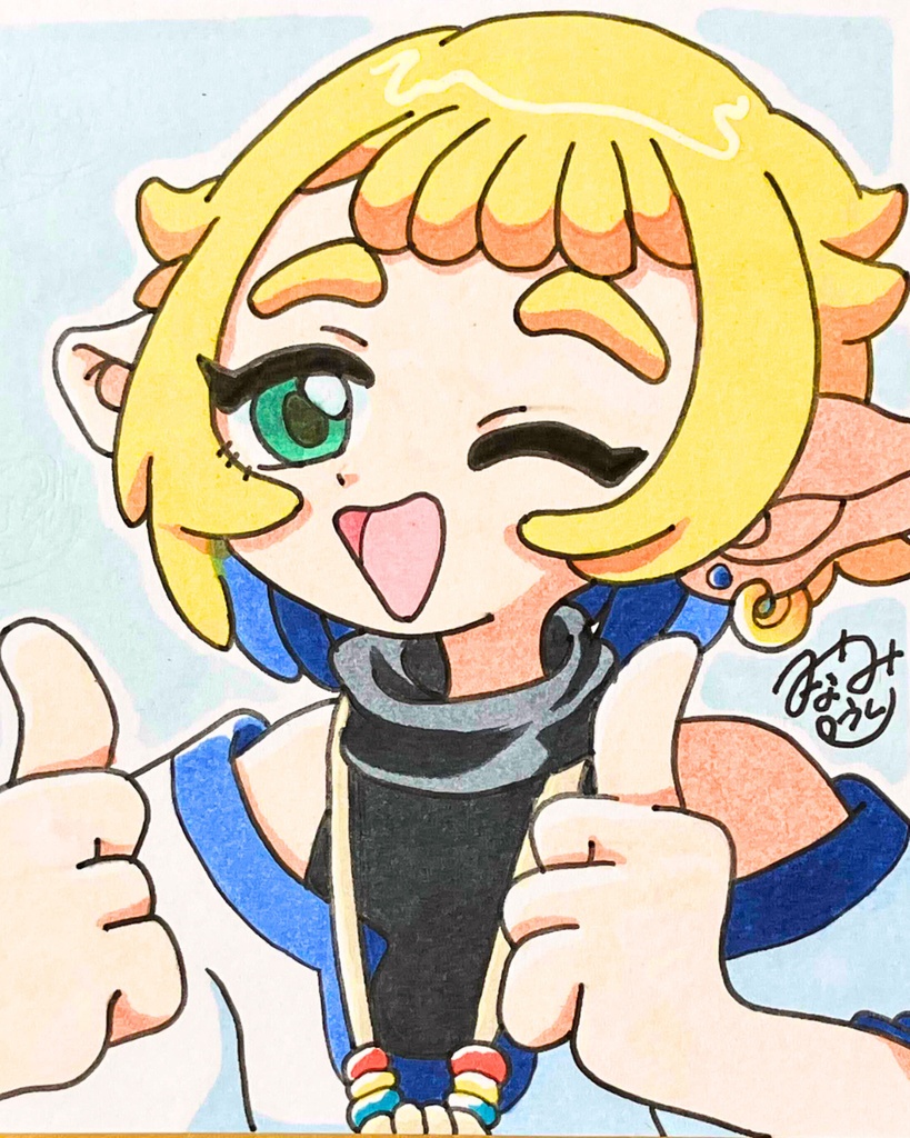 手描きイラスト ミニ色紙 オリジナルキャラクター アニメ風 男の子
