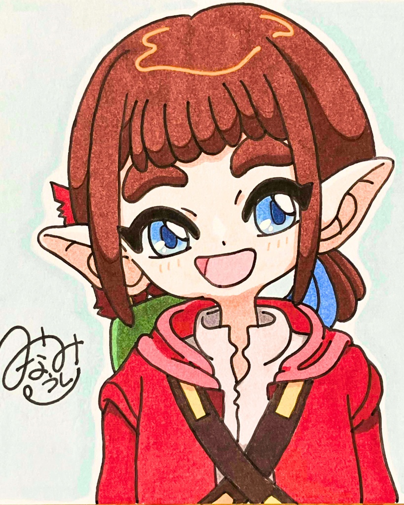 手描きイラスト ミニ色紙 オリジナルキャラクター アニメ風 男の子