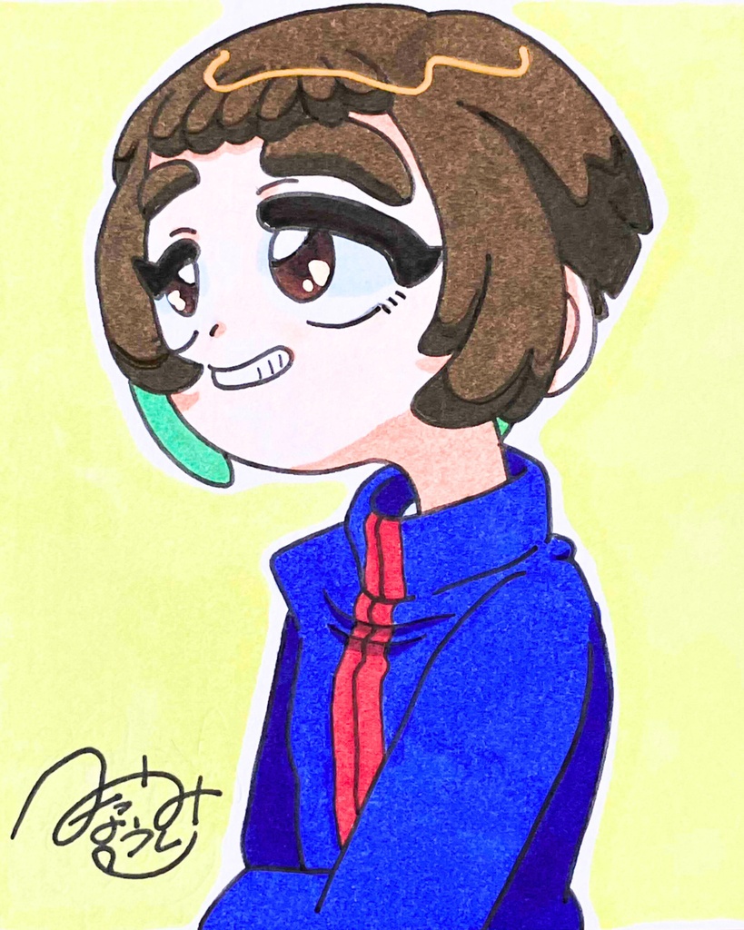 手描きイラスト ミニ色紙 オリジナルキャラクター アニメ風 男の子