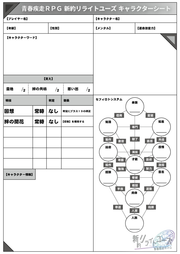 青春疾走RPG 新約リライトユーズ【オリジナルTRPG】