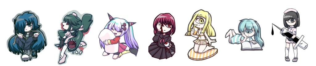 フレークシール7枚入り 4種類【いろいろセット】【虫男セット】【男の娘セット】【女の子セット】