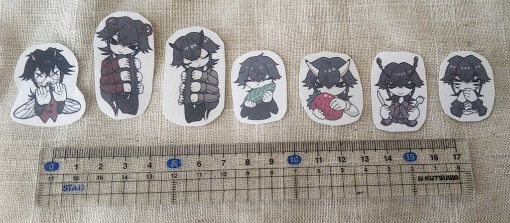 フレークシール7枚入り 4種類【いろいろセット】【虫男セット】【男の娘セット】【女の子セット】