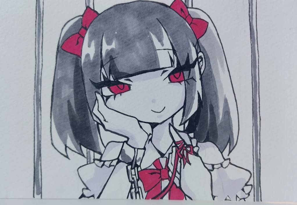 ポストカード原画　地雷系女性