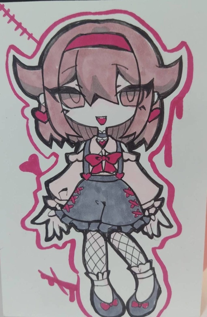 ポストカードサイズ原画　デフォルメ男の娘