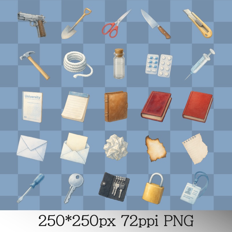 【TRPG・マダミス向け】現代モノで使いやすい汎用アイコン素材50個セット