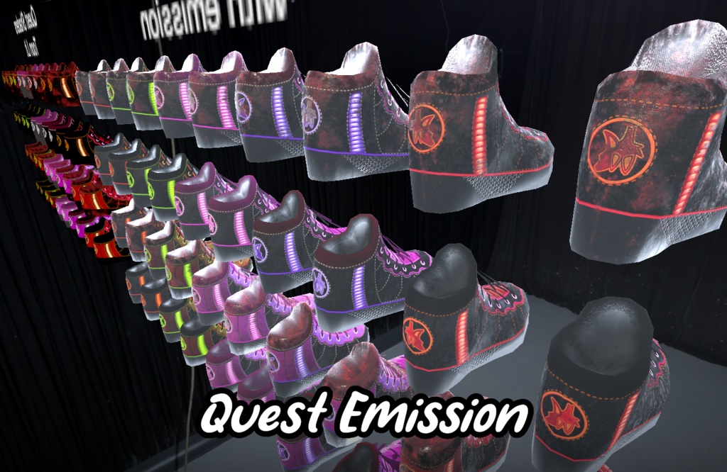 VR Chat ready shoes with emission (Quest, Poiyomi and standard shaders)