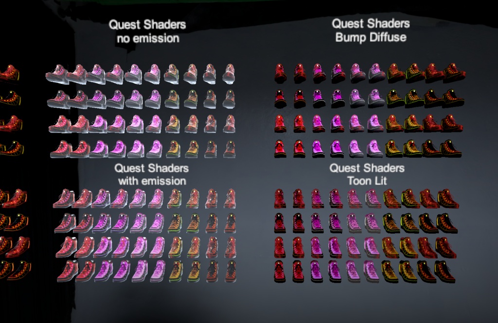 VR Chat ready shoes with emission (Quest, Poiyomi and standard shaders)