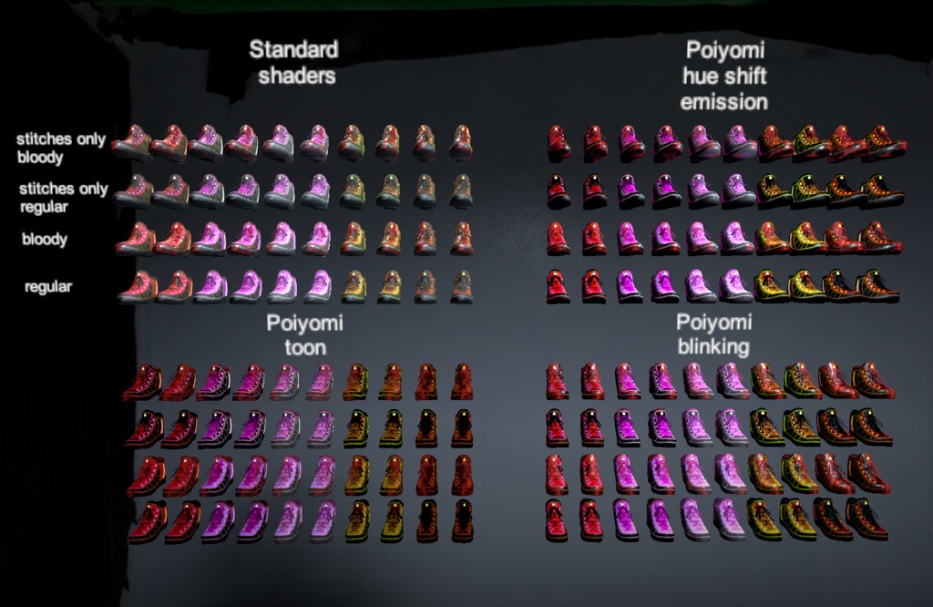 VR Chat ready shoes with emission (Quest, Poiyomi and standard shaders)